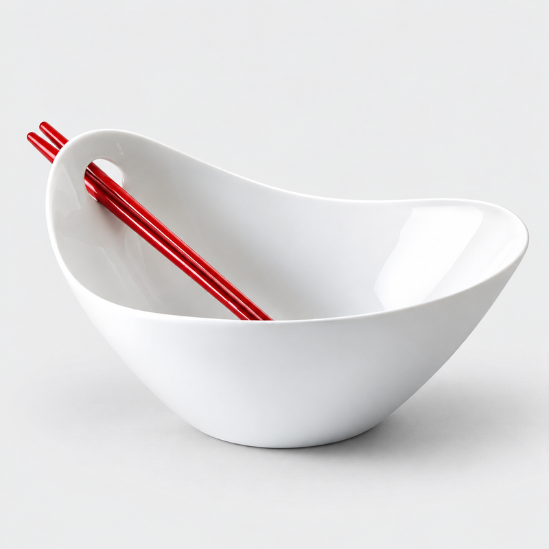 White Glaze Free Loop Noodle Bowl