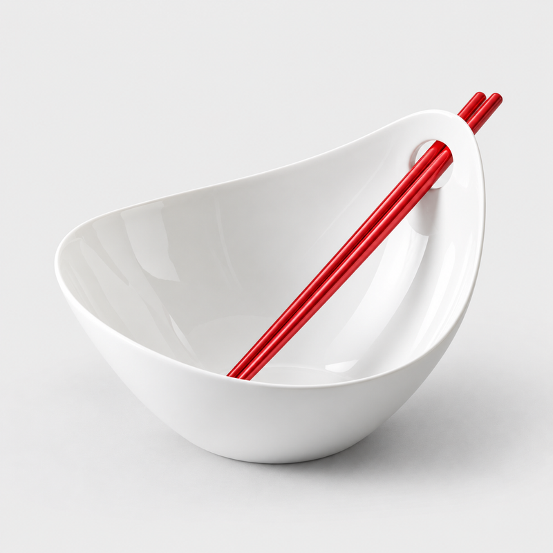 White Glaze Free Loop Noodle Bowl