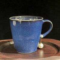 Bluebird Color Glaze Mug with Pearl Earring