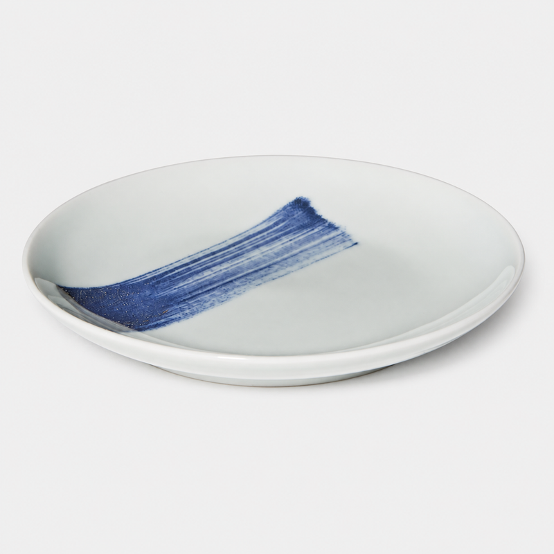 China Blue Brush Stroke Round Plate – (210mm)