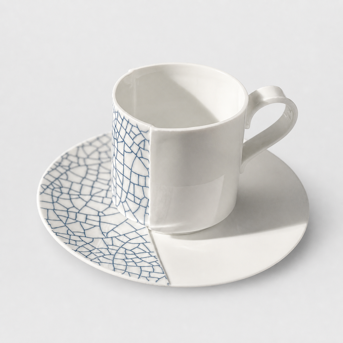 Cracked China Blue Coffee Cup
