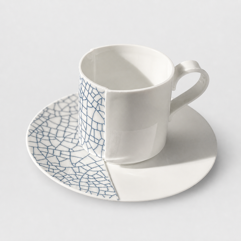 Cracked China Blue Coffee Cup