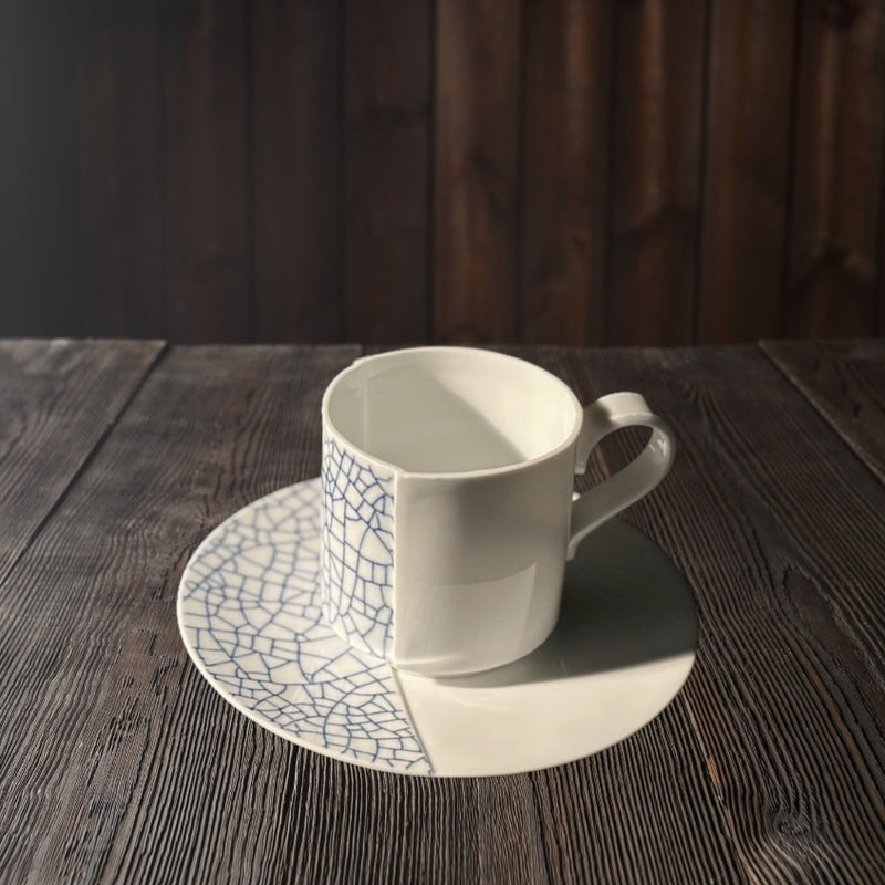 Cracked China Blue Coffee Cup