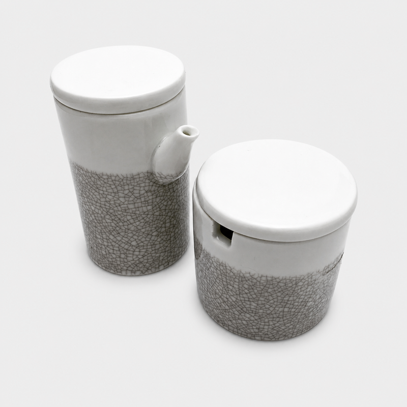 Cracked Glaze Cream & Sugar Jars
