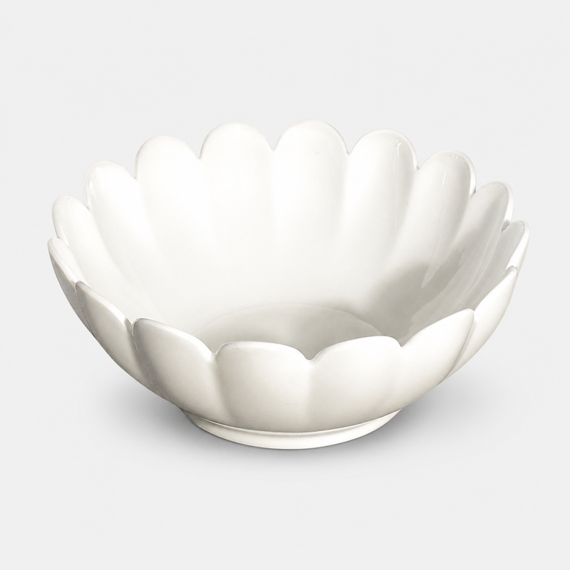 Green White 16 Petal Deep Bowl