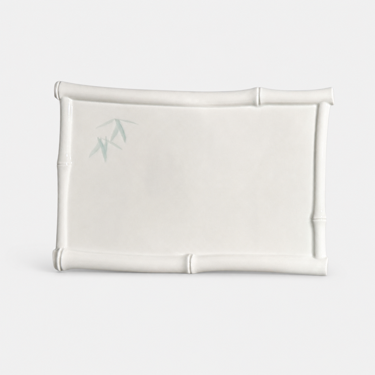 Green White Bamboo Frame Flat Plate