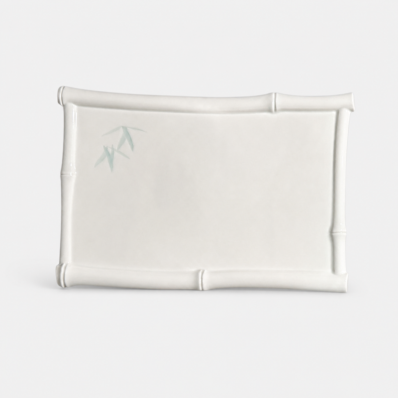 Green White Bamboo Frame Flat Plate