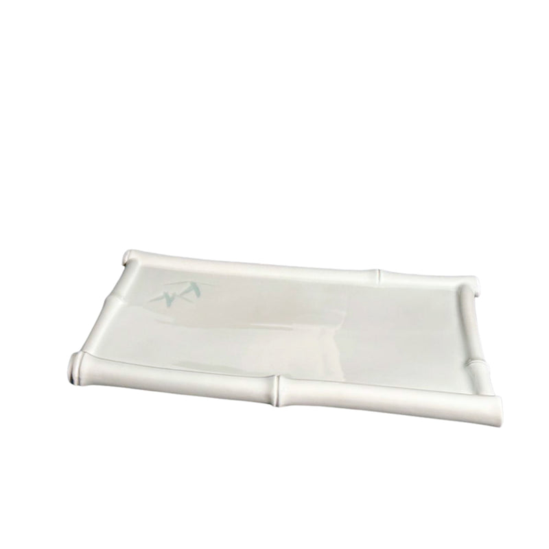 Green White Bamboo Frame Flat Plate