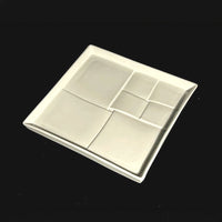 Green White Bamboo Woven Square Plate