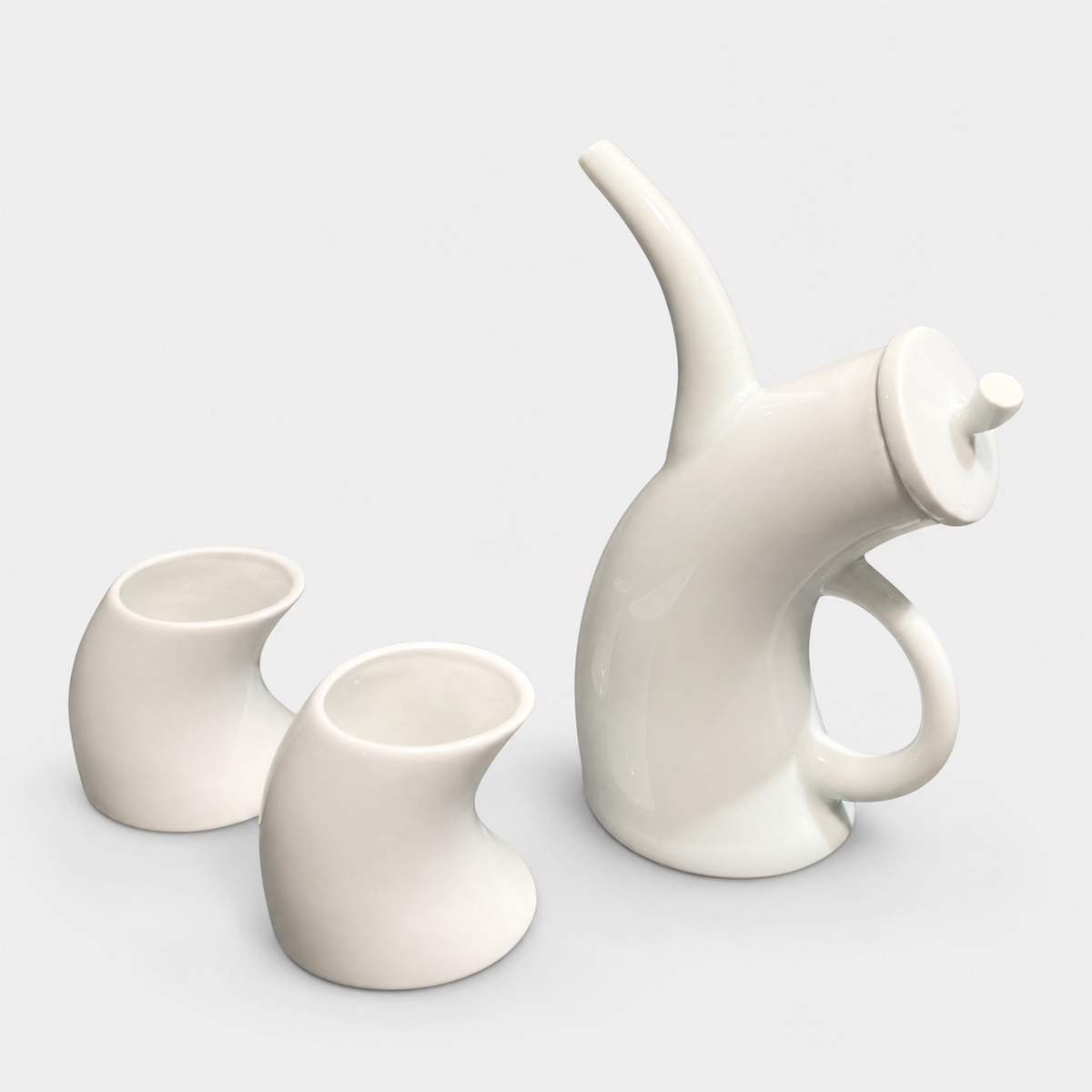 Green White Bending Sideways Tea Set