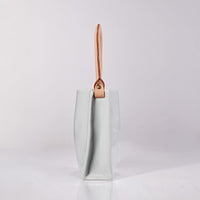 Green White Handbag Vase With Leather Handle