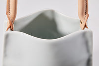 Green White Handbag Vase With Leather Handle