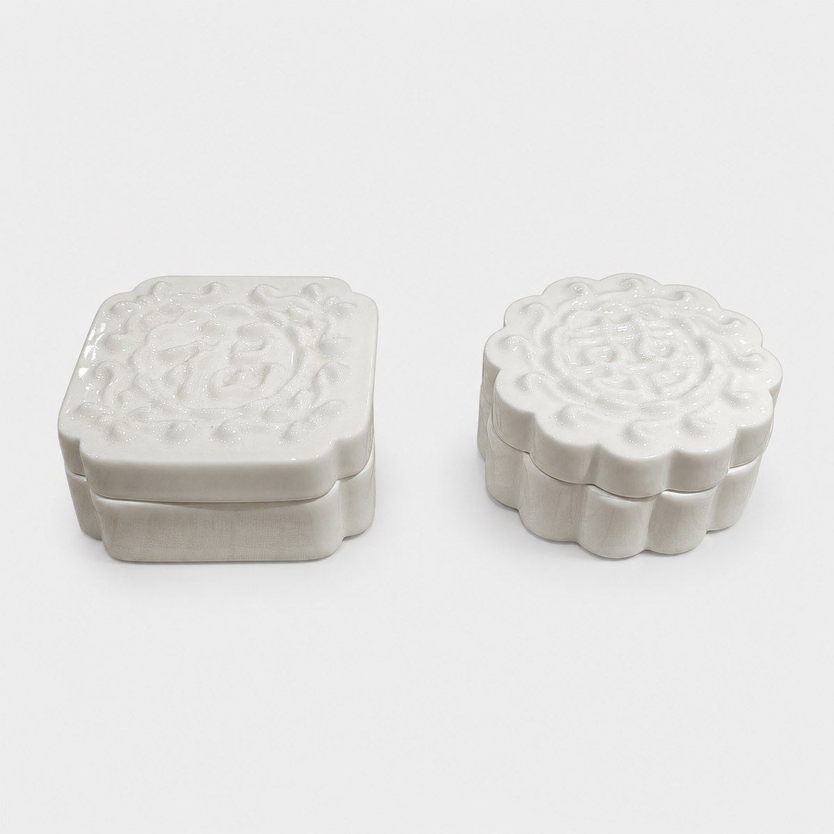 Green White Moon Cake Jewelry Boxes Gift Set