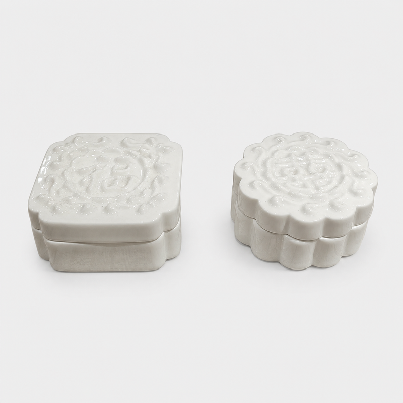 Green White Moon Cake Jewelry Boxes Gift Set