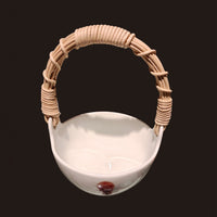 Underglaze Red Small Bowl With Cane Handle