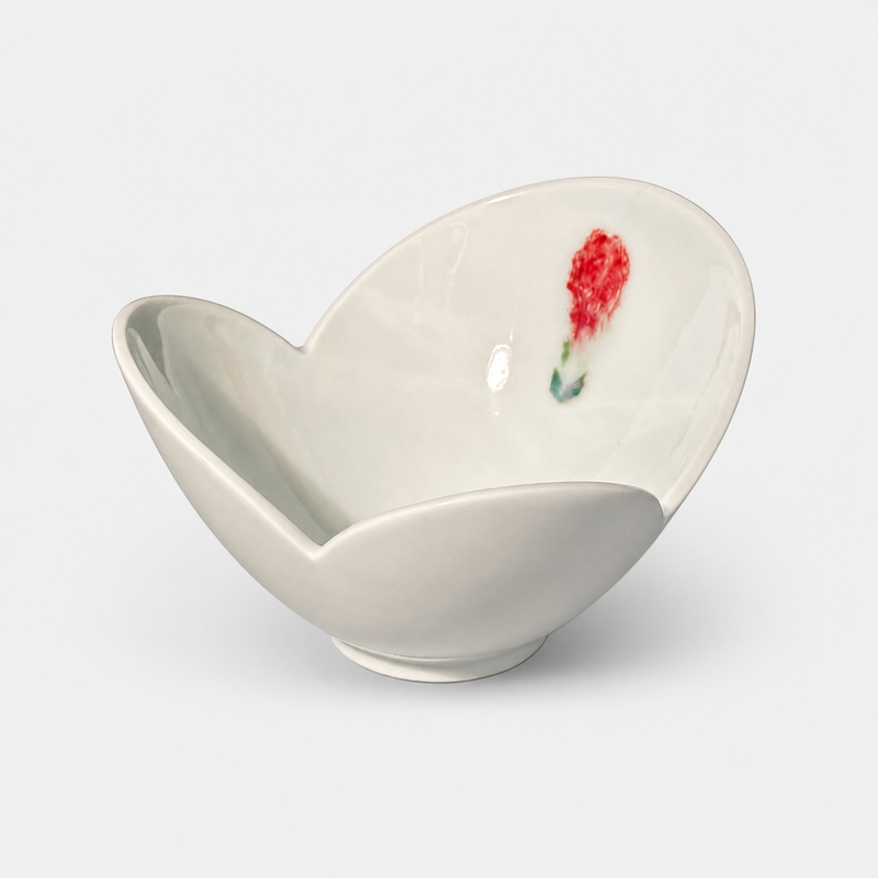 Underglaze Red Three Petal Bowl