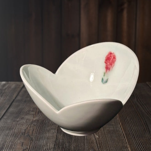 Underglaze Red Three Petal Bowl