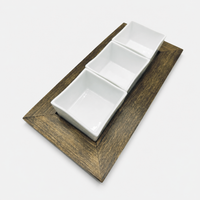 White Glaze Cubic Cups – 3 Cups Tray Set