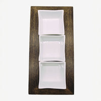 White Glaze Cubic Cups – 3 Cups Tray Set