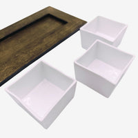 White Glaze Cubic Cups – 3 Cups Tray Set