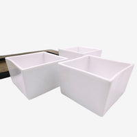 White Glaze Cubic Cups – 3 Cups Tray Set