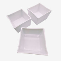 White Glaze Cubic Cups – 3 Cups Tray Set