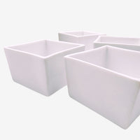 White Glaze Cubic Cups – 4 Cups Tray Set