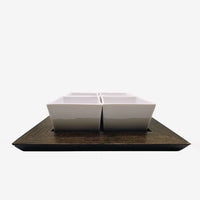 White Glaze Cubic Cups – 4 Cups Tray Set