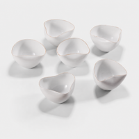 White Glaze Golden Rim Arbitrarily Shaped Tea Cup Set