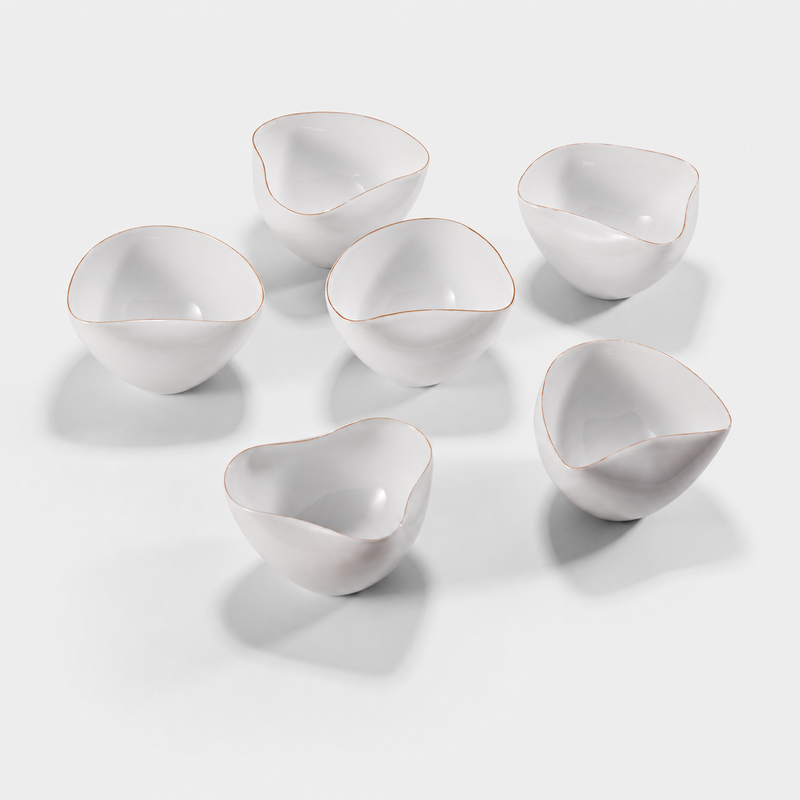 White Glaze Golden Rim Arbitrarily Shaped Tea Cup Set