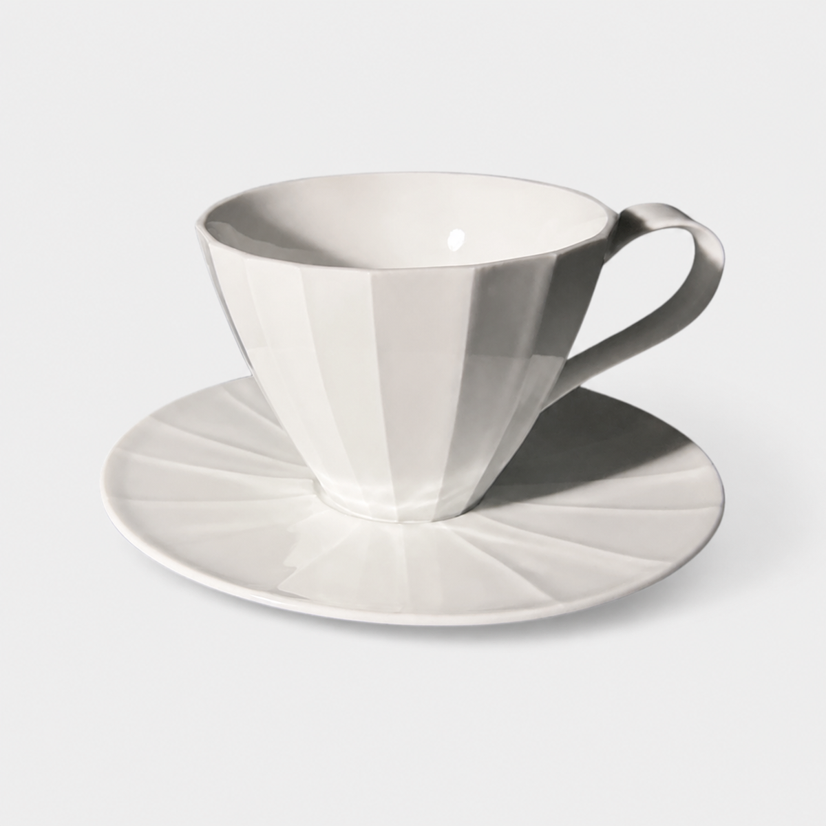 White Ridged-line Coffee Cup