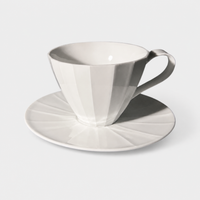 White Ridged-line Coffee Cup