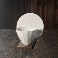 White Ridged-line Coffee Cup